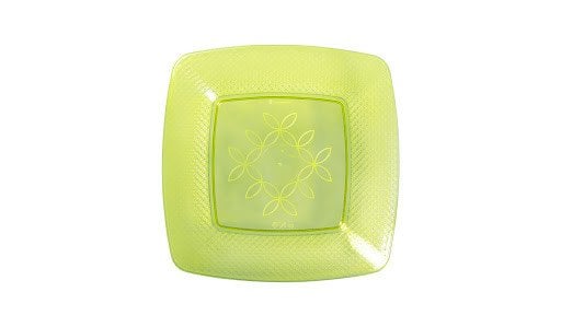 PRATO QUADRADO 15CM C/10 UND AMARELO