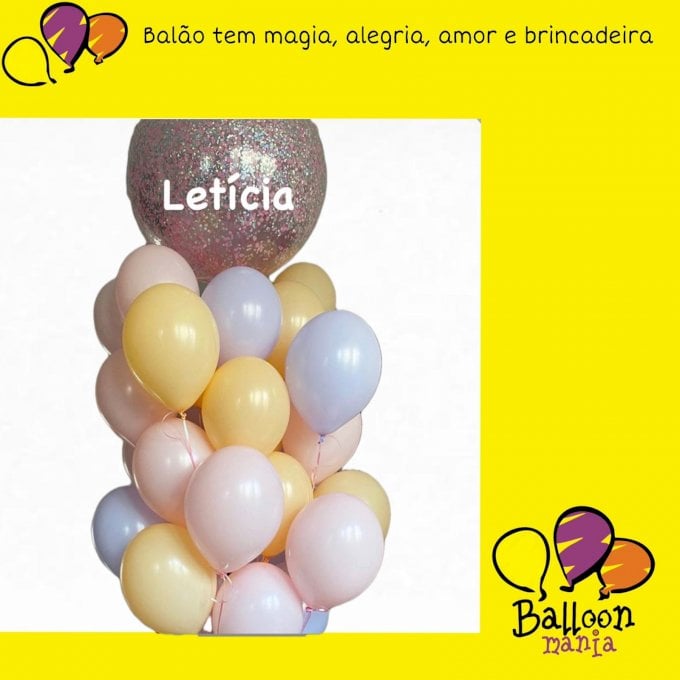 ARRANJO BALOES 1BUBBLE CONFETE PERSONALIZACAO 20PRL