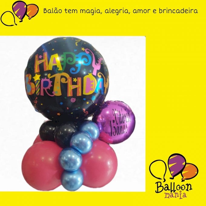 ARRANJO BALOES MET HAPPY BIRTHDAY 4 CHROM REDONDO 9 PERSONALIZADO 5 PRL