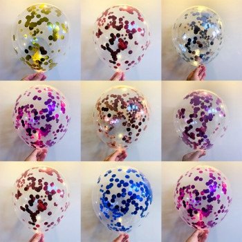 BALOES TRANSPARENTE COM CONFETTI 12¨C/6 UND