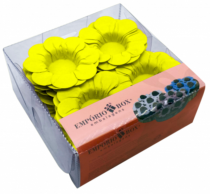 PETALA DE PAPEL 13X13X5CM C/40UND-AMARELO NEON