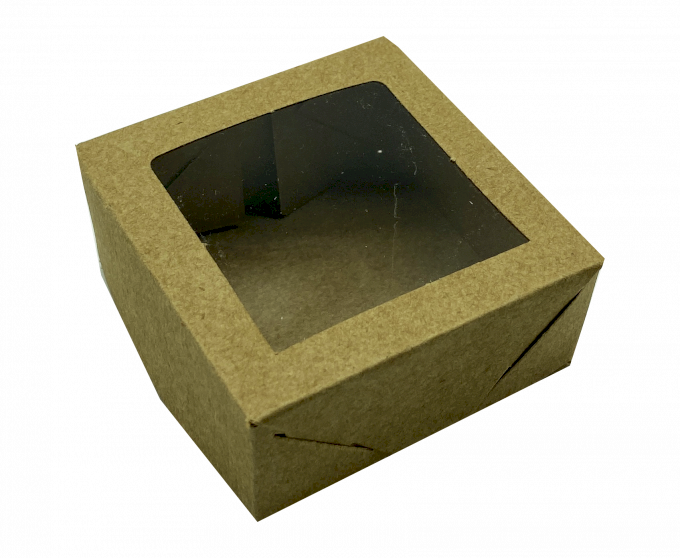 CAIXA PARA BEM CASADO COM VISOR TRANSPARENTE 7X7X3CM C/10 UND DESMONTADA-KRAFT