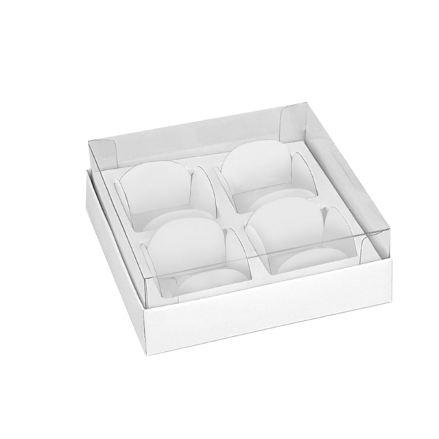 CAIXA PARA 4 BRIGADEIROS COM BERCO C/10 UND DESMONTADA-BRANCO