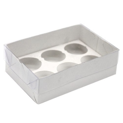 CAIXA PARA 6 BRIGADEIROS COM BERCO C/10 UND DESMONTADA-BRANCO