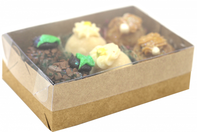 CAIXA PARA 6 BRIGADEIROS COM BERCO C/10 UND DESMONTADA-KRAFT