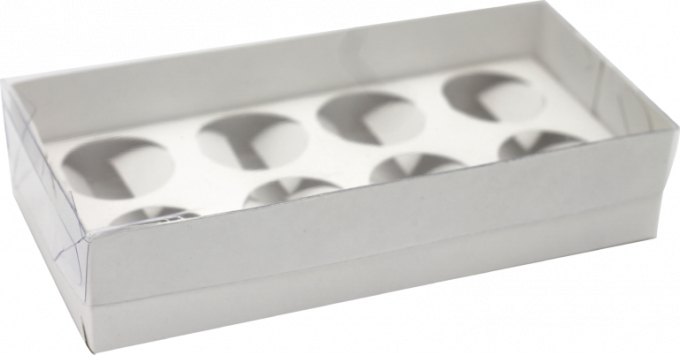 CAIXA PARA 8 BRIGADEIROS COM BERCO C/10 UND DESMONTADA-BRANCO