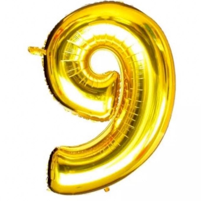 BALAO METALIZADO 40CM DOURADO NUMERO -9