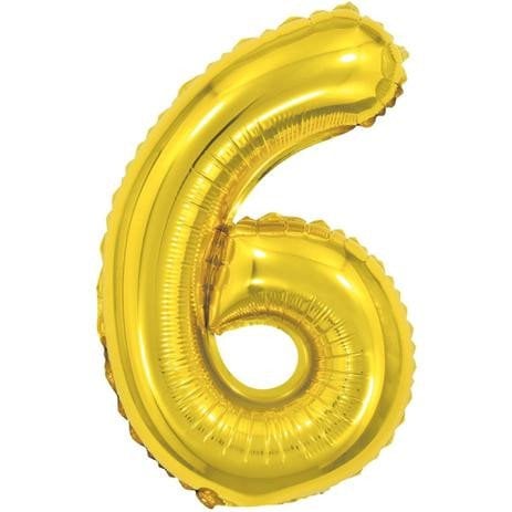 BALAO METALIZADO 40CM DOURADO NUMERO -6