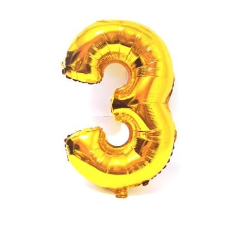 BALAO METALIZADO 40CM DOURADO NUMERO -3