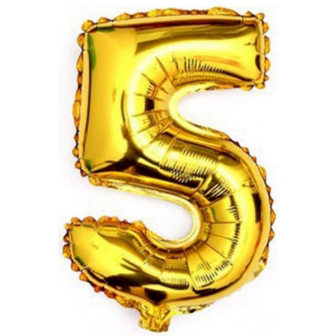 BALAO METALIZADO 40CM DOURADO NUMERO -5