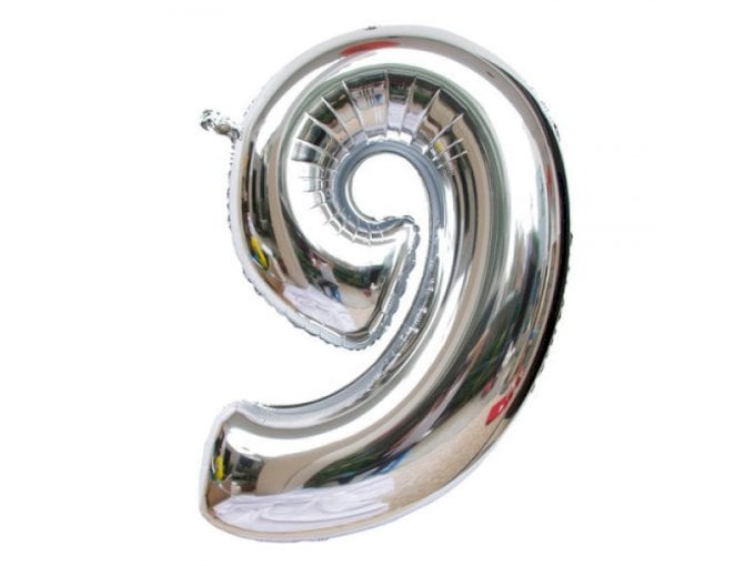 BALAO METALIZADO 40CM PRATA NUMERO -9