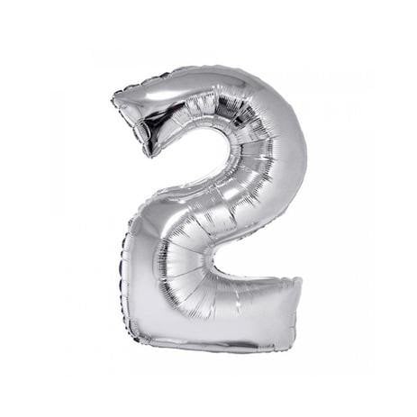BALAO METALIZADO 40CM PRATA NUMERO -2