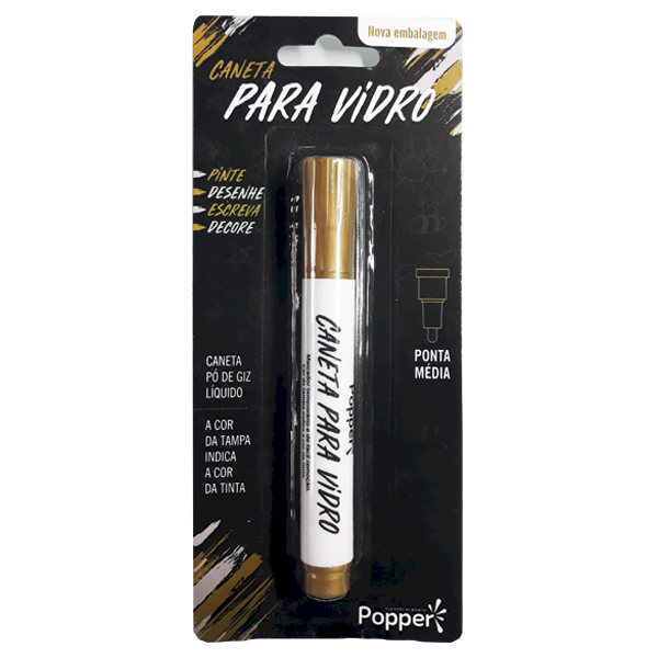 CANETA PO DE GIZ LIQUIDO DOURADA UND