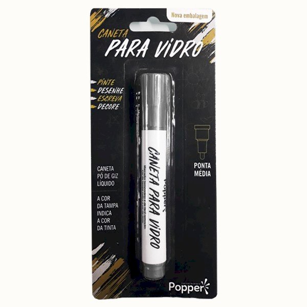 CANETA PO DE GIZ LIQUIDO PRATA UND