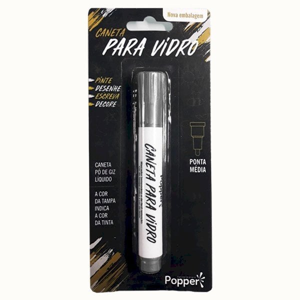 CANETA PO DE GIZ LIQUIDO PRATA UND