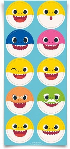 ADESIVO REDONDO BABY SHARK C/30UND