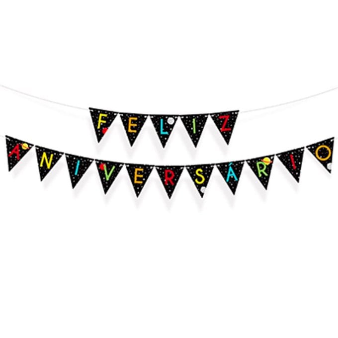 FAIXA FELIZ ANIVERSARIO ASTRONAUTA C/1UN