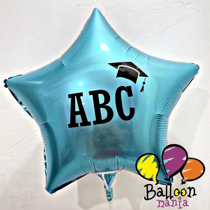 BALAO METALIZADO 18¨COM PERSONALIZACAO EM UMA LINHA NA VARETA SEM GAS HELIO ABC