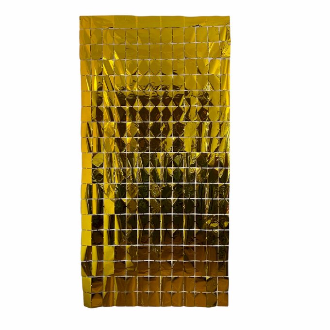 CORTINA METALIZADA QUADRADINHOS DOURADO 2 X 1MT UND