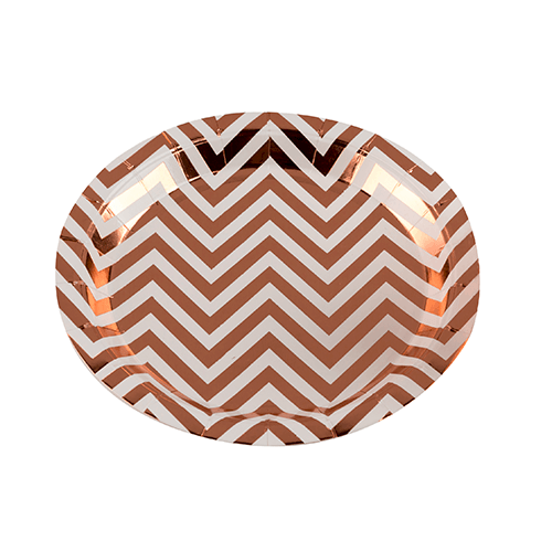 PRATO PAPEL 18CM CHEVRON COBRE C/10UND