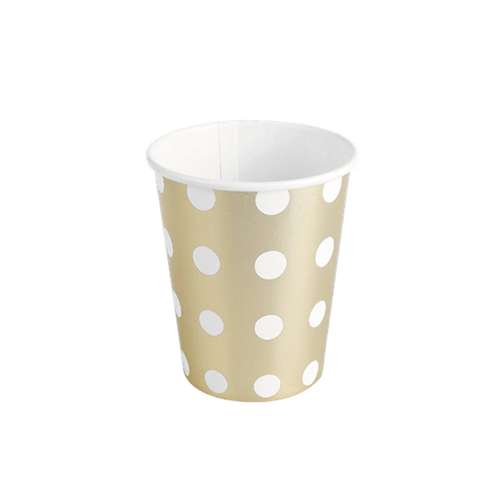 COPO PAPEL 270ML POA DOURADO C/10UND