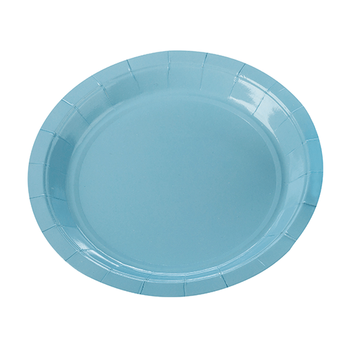 PRATO PAPEL LISO 18CM AZUL BEBE C/10UND