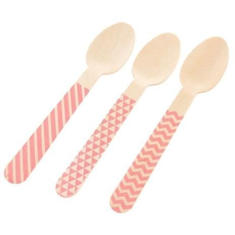 COLHER MADEIRA 14CM C/10 UND ROSA