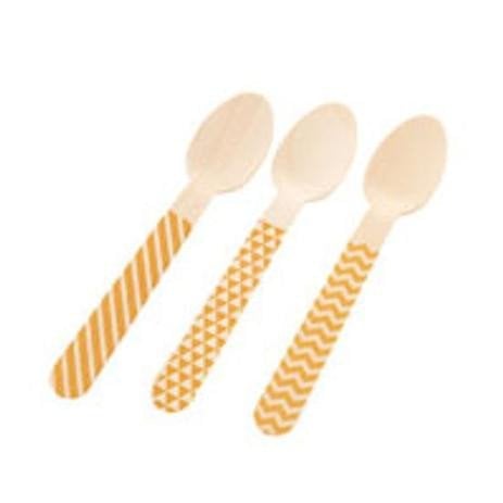 COLHER MADEIRA 14CM C/10 UND OURO