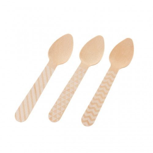 COLHER MADEIRA 14CM C/10 UND BRANCO