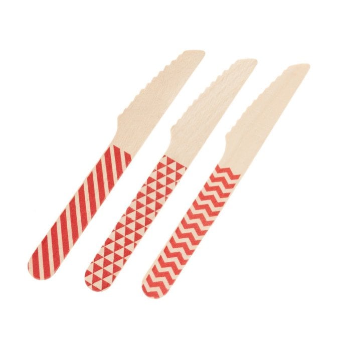 FACA MADEIRA 14CM C/10 UND VERMELHO