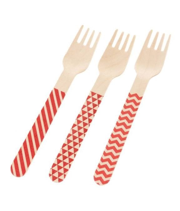 GARFO MADEIRA 14CM C/10 UND VERMELHO