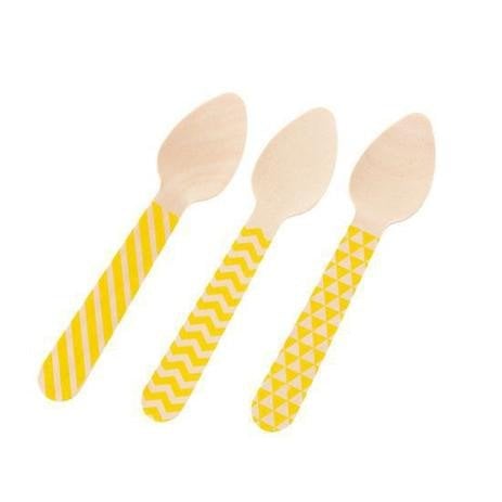 COLHER MADEIRA SOBREMESA 11CM C/10 UND AMARELOO