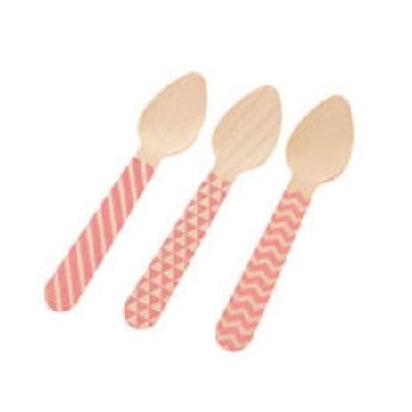 COLHER MADEIRA SOBREMESA 11CM C/10 UND ROSA