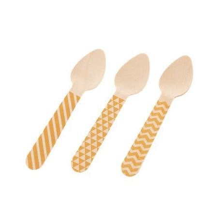 COLHER MADEIRA SOBREMESA 11CM C/10 UND OURO