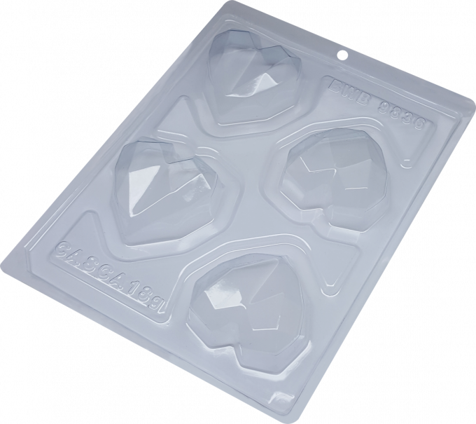 FORMA ESPECIAL COM SILICONE(3PARTES) TRUFA CORACAO LAPIDADO 9836 MAE