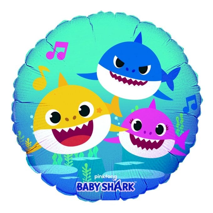 BALAO METAL REDONDO IM P/DECORACAO BABY SHARK 18¨UNIDADE