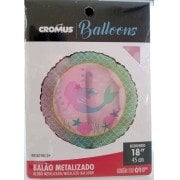 BALAO METALIZADO REDONDO IMP P/DECORACAO SEREIA 18¨