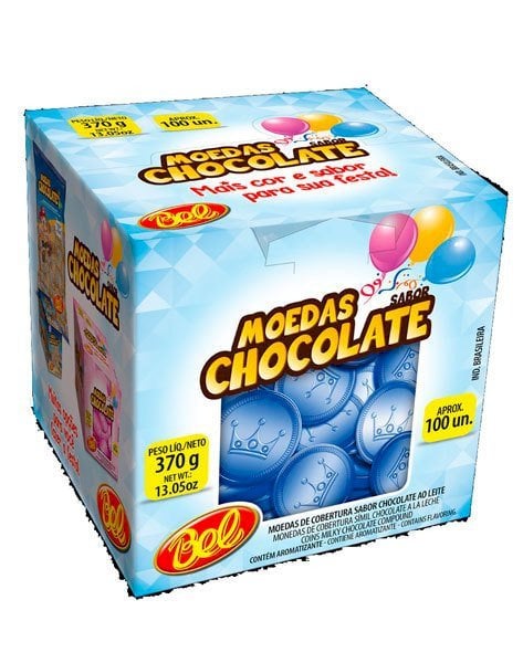 MOEDAS SABOR CHOCLATE 370G APRX 100UND AZUL