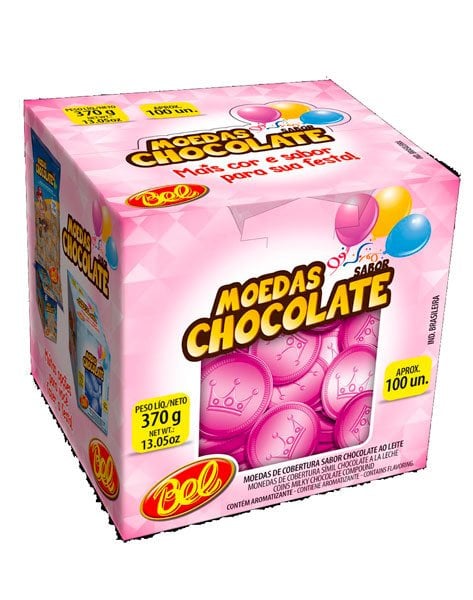MOEDAS SABOR CHOCLATE 370G APRX 100UND ROSA