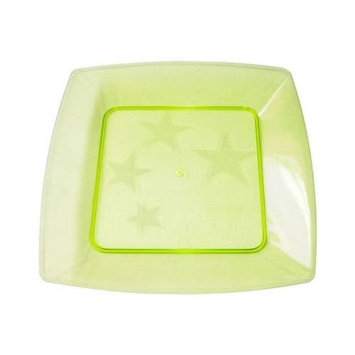 PRATO AMARELO QUADRADO ACRILICO 21CM C/10