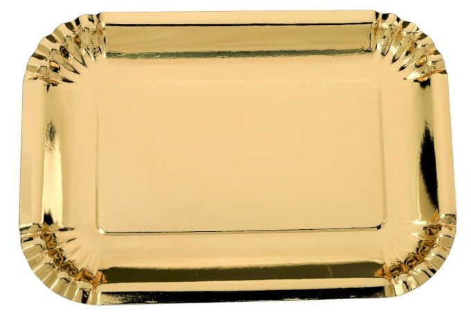 BANDEJA DE PAPEL RETANGULAR DOURADA 18,5X26,5 C/5UND    HA238