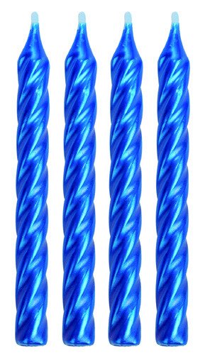 VELA ESPIRAL AZUL METALIZADA C/4 V072