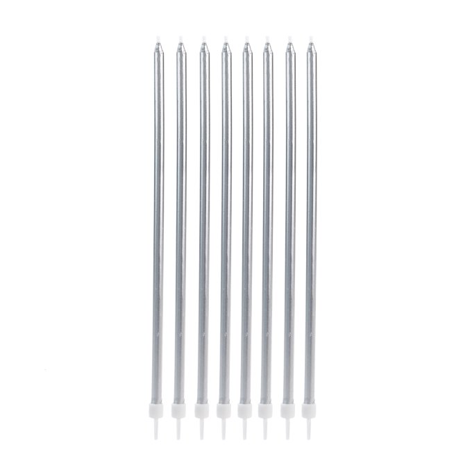 VELA PALITO GIGANTE METALIZADA PRATA V095 C/8UND