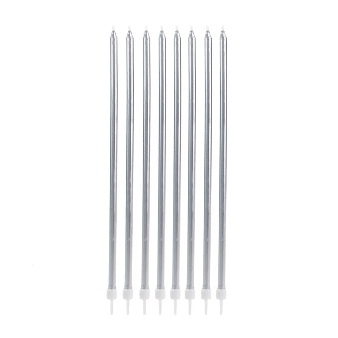 VELA PALITO GIGANTE METALIZADA PRATA V095 C/8UND