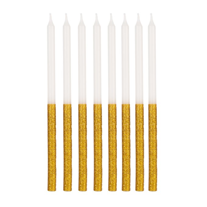 VELA PALITO GIGANTE BRANCA C/ DOURADA C/8UND V137