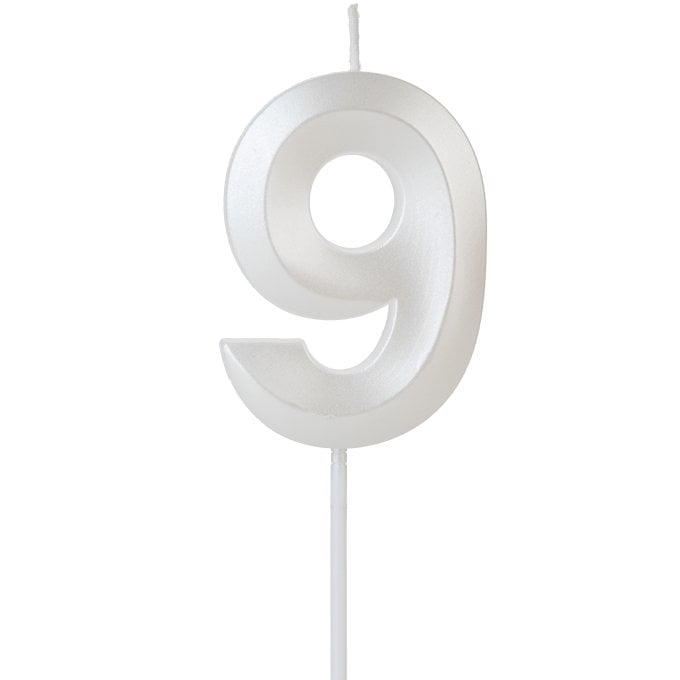 VELA DESIGN BRANCO PEROLIZADA NUMERO 9