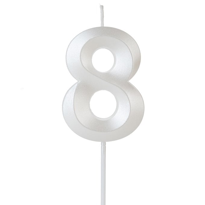 VELA DESIGN BRANCO PEROLIZADA NUMERO 8