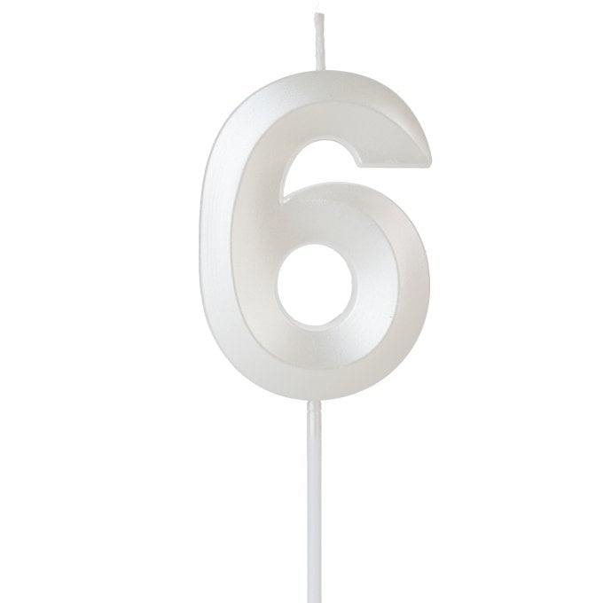 VELA DESIGN BRANCO PEROLIZADA NUMERO 6