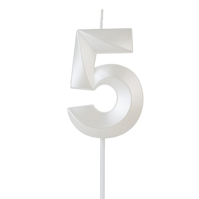 VELA DESIGN BRANCO PEROLIZADA NUMERO 5