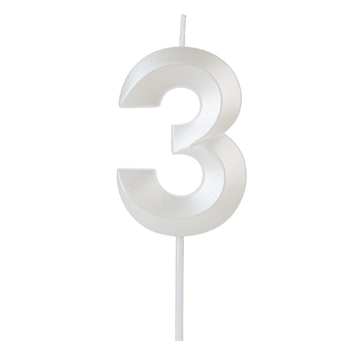 VELA DESIGN BRANCO PEROLIZADA NUMERO 3